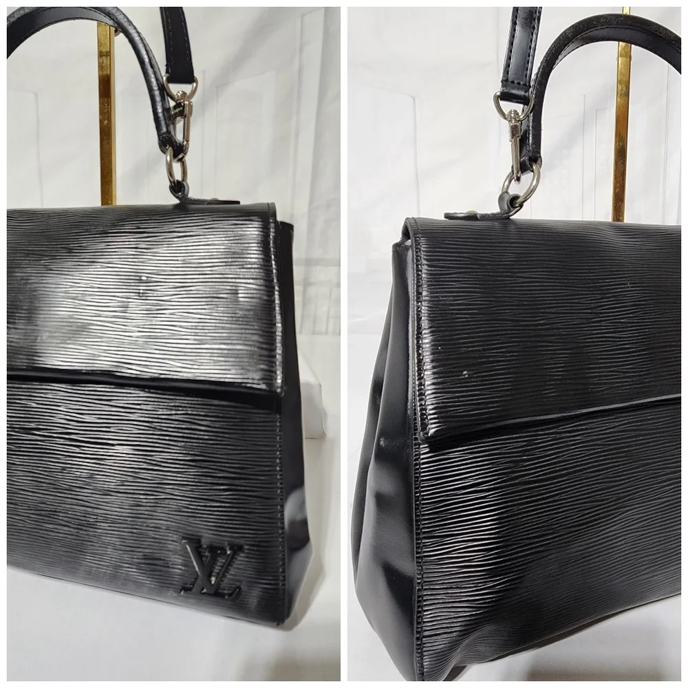 LOUIS VUITTON Epi Leather Cluny Satchel Bag Black